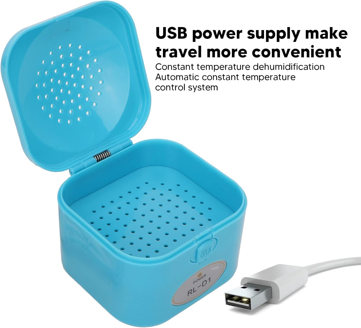 Secador de deshumidificador eléctrico portátil USB con control de temperatura constante, estuche de secado eléctrico prolonga la vida útil para todos
