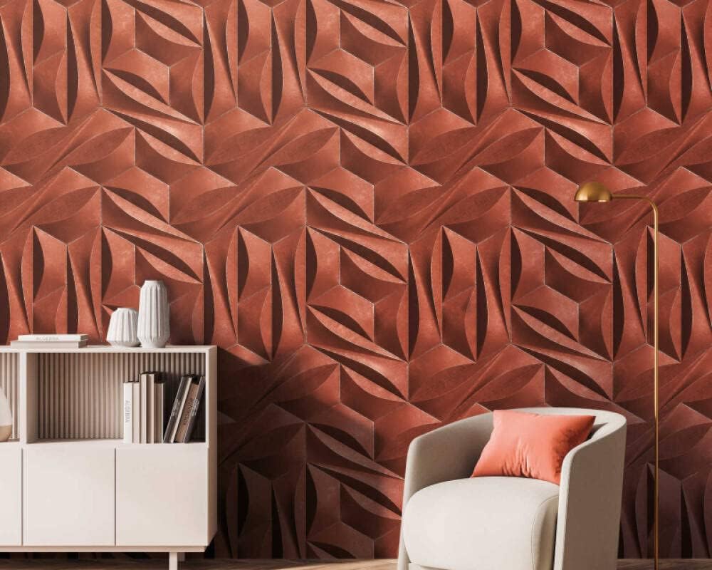 CONCORD WALLCOVERINGS  Papel tapiz geométrico para pared, diseño de hexágonos de dormitorio, cobre, 63 pulgadas de ancho x 110 pulgadas de alto, 3