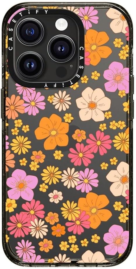 CASETiFY Funda Impact para iPhone 15 Pro 4 veces probada contra caídas de grado militar, protección contra caídas de 8.2 pies – Estampado de flores
