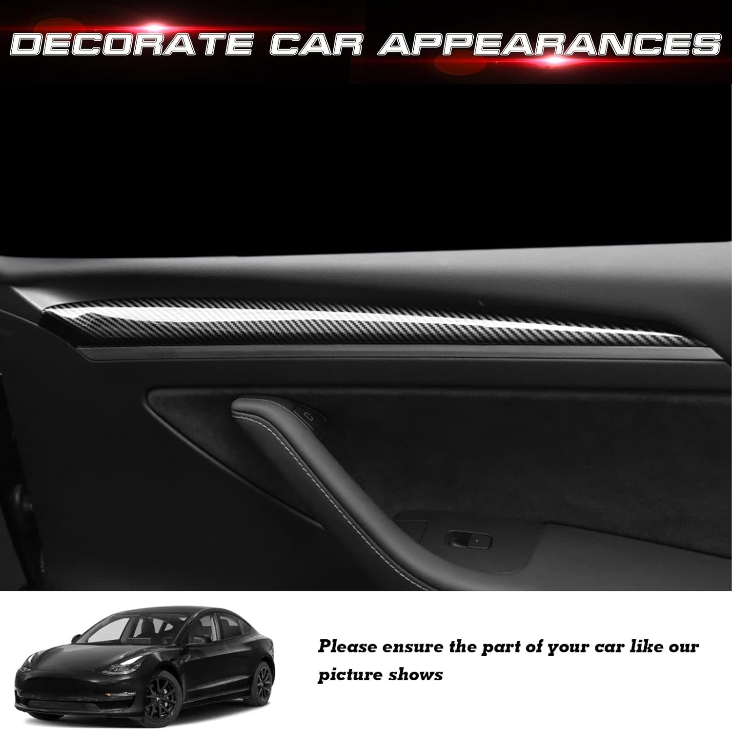 Xotic Tech – Tapa para puerta interior, patrón de fibra de carbono brillante, compatible con Tesla Model 3 2021 en adelante, modelo Y 2020 en