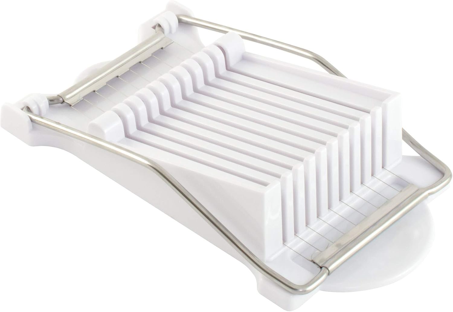 HIC Kitchen Almuerzo de carne con alambres de acero inoxidable, sin BPA, corta 9 rebanadas iguales  8.75 x 5 x 2 pulgadas, apto para lavavajillas,