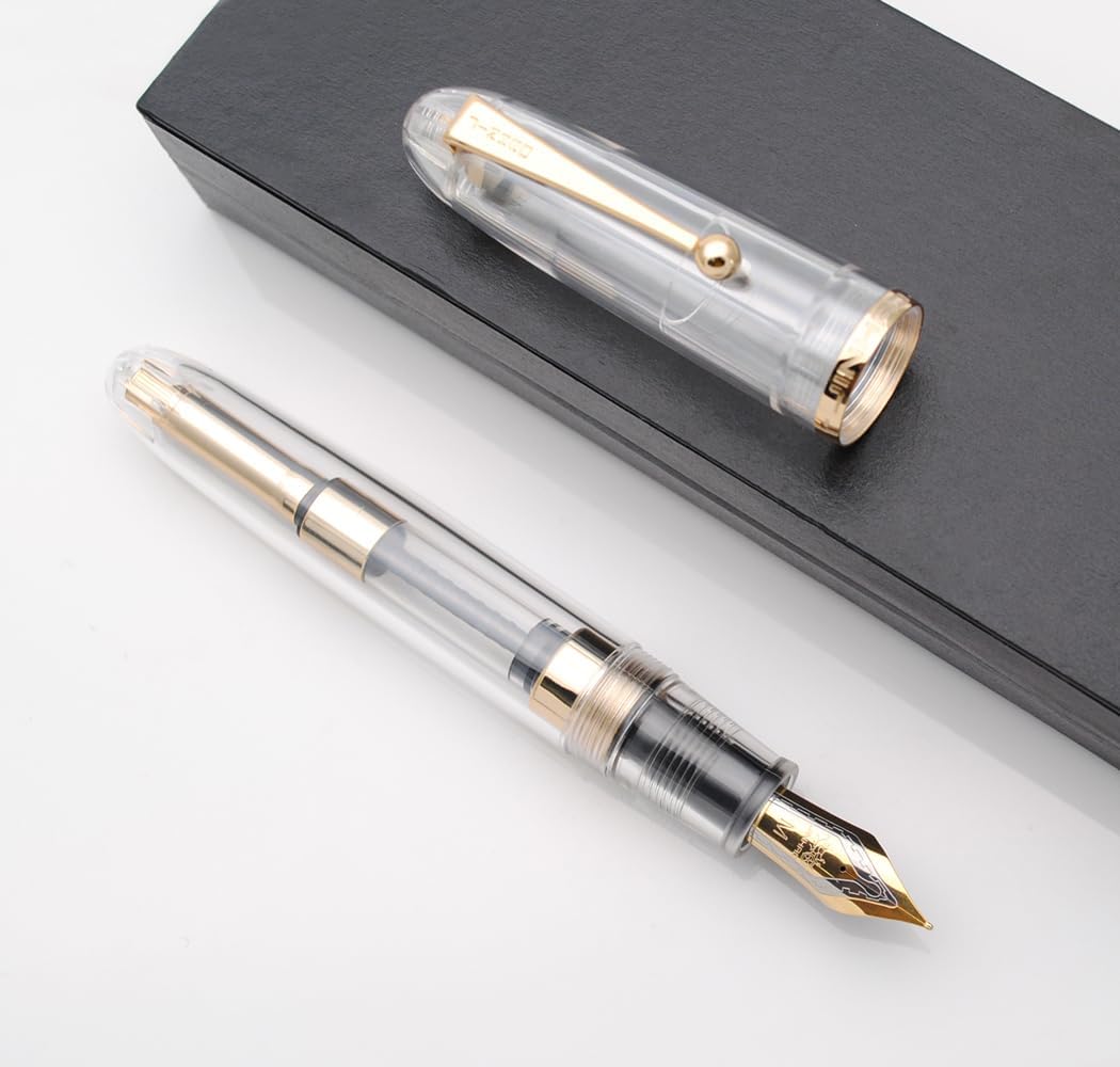 JINHAO 9019 – Pluma estilográfica Dadao Series con convertidor de tinta de alta capacidad (transparente, punta mediana de 0.028 in)