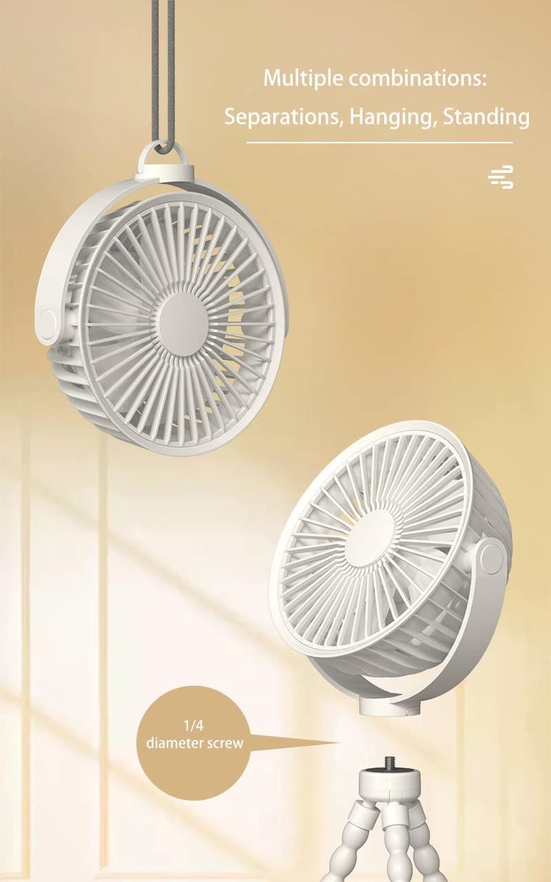 KONPWAY Ventilador portátil a pilas con trípode de pulpo, ventilador de mano personal recargable por USB para cochecito, asiento de automóvil, al