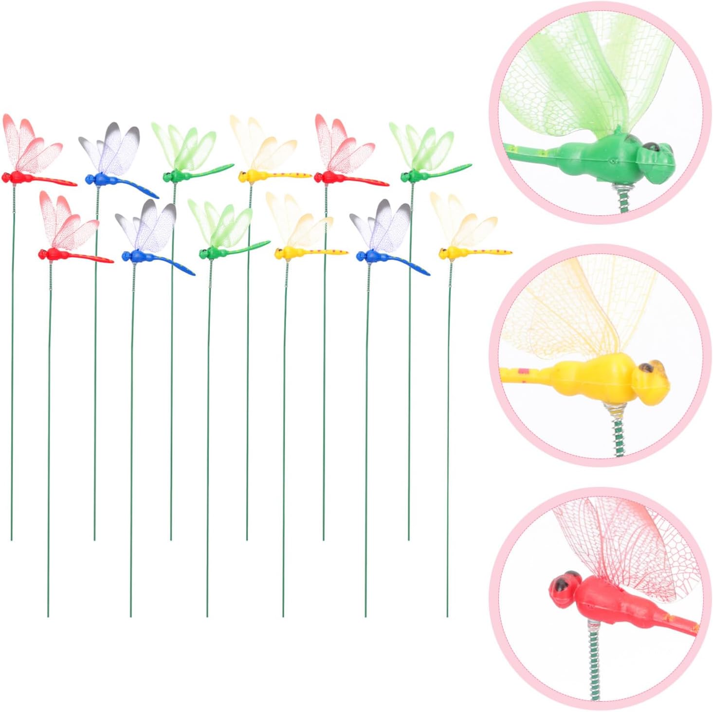 Macetas para exteriores, decoración de boda, decoración de boda, macetas al aire libre, 12 piezas de libélula 3D, decoración de jardín, estacas de