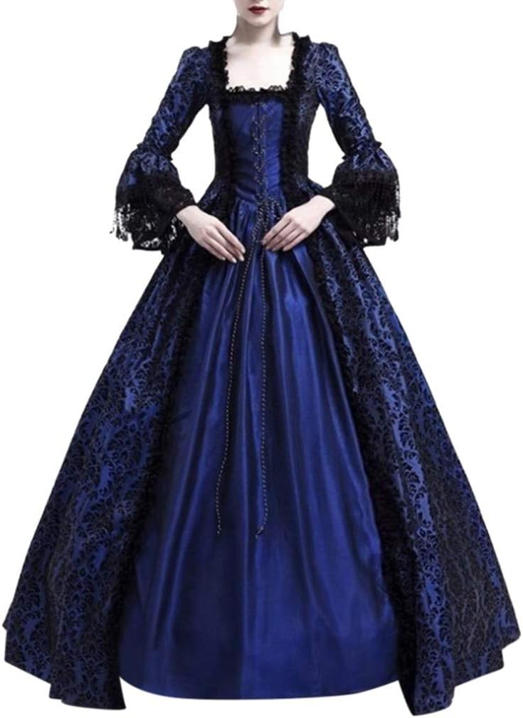 luwita Gothic Dress for Women Steampunk Witch Goth Costume Halloween Victorian Ball Gown Floor Length Irish Dress Corset