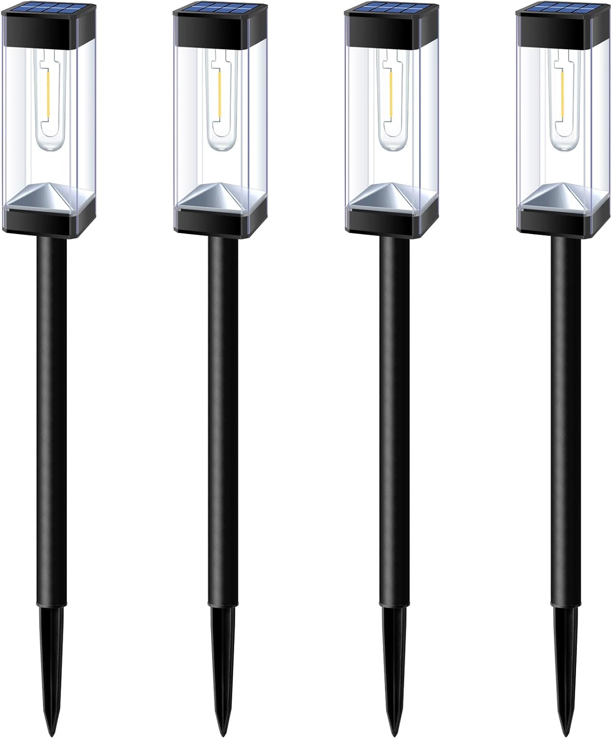 Gorrzai Luces solares para camino, luces solares impermeables para exteriores con bombilla LED de filamento de tungsteno, luces solares para