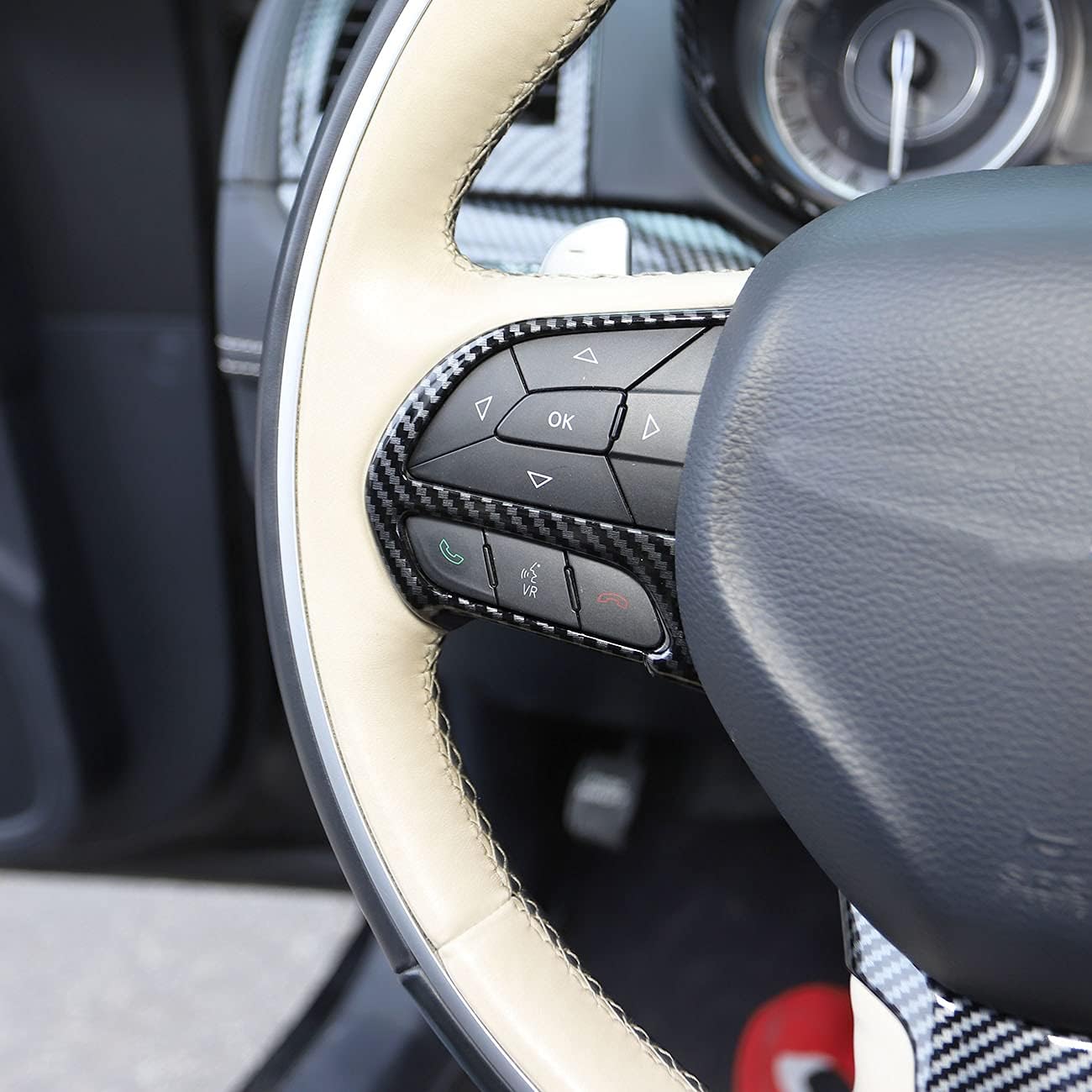 crosselec Kit de bisel de fibra de carbono para volante de fibra de carbono para Chrysler 300 2015-2021