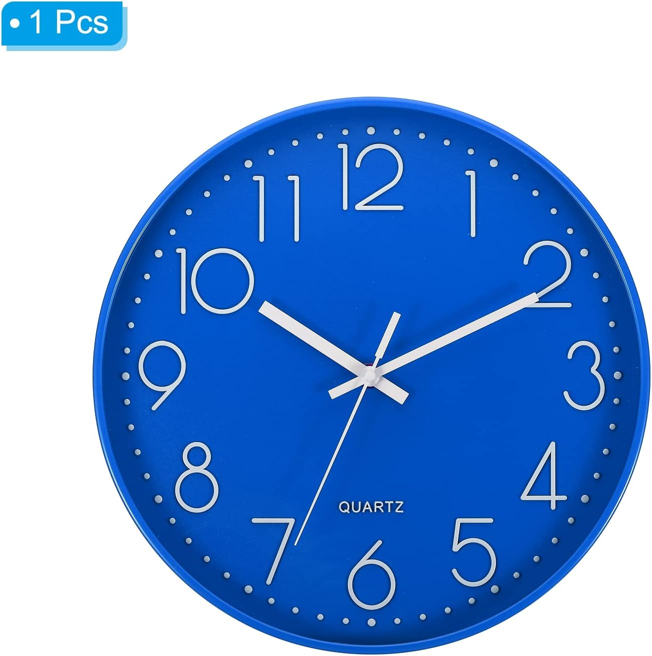 PATIKIL Reloj de pared de 12 pulgadas, funciona con pilas, silencioso, sin tictac, para decoración de oficina, dormitorio, color azul