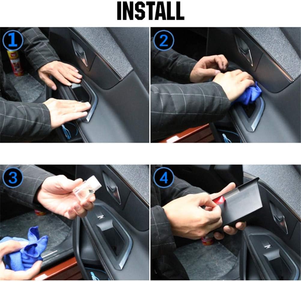 AUTOXBERT Accesorios de coche, 1 par de manijas de puerta delantera, caja de almacenamiento secundaria, bandeja de contenedor de paleta con