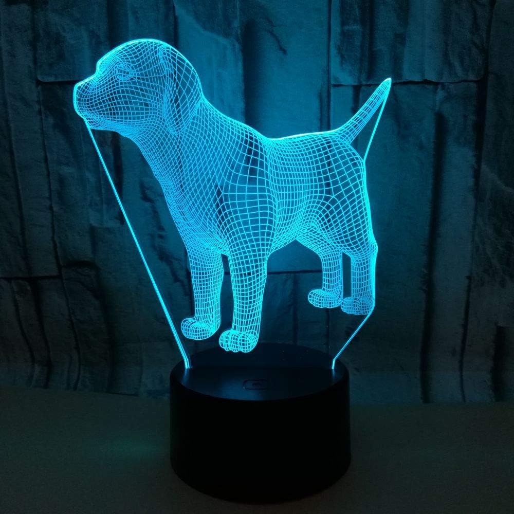Xdorra Figura de cachorro de perro pequeño, lámpara 3D, luz nocturna óptica, 7 colores cambiantes, lámparas de ilusión LED, regalos para niñas,