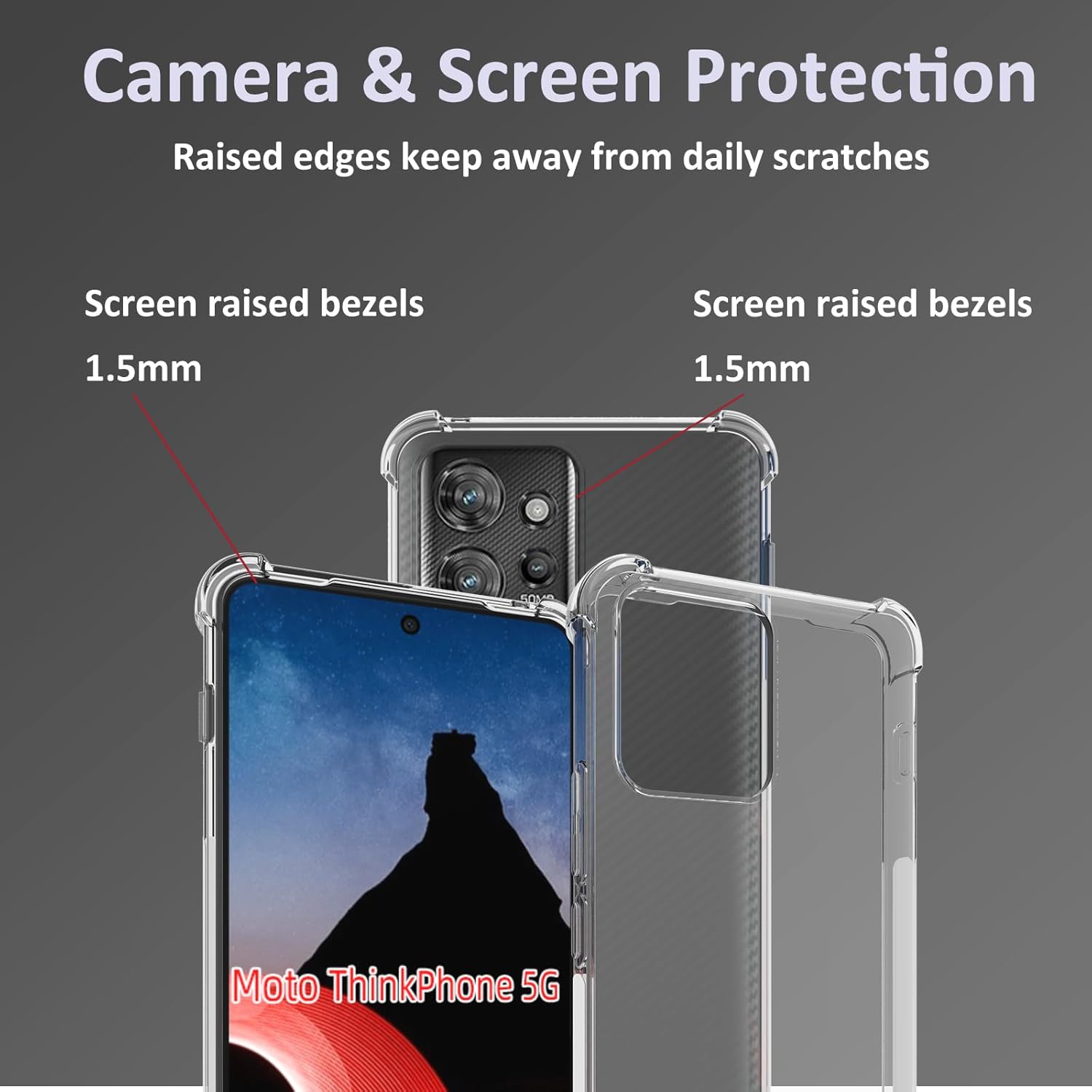 Funda para Motorola Moto ThinkPhone Clear TPU Cuatro Esquinas Cubierta Protectora Transparente Suave
