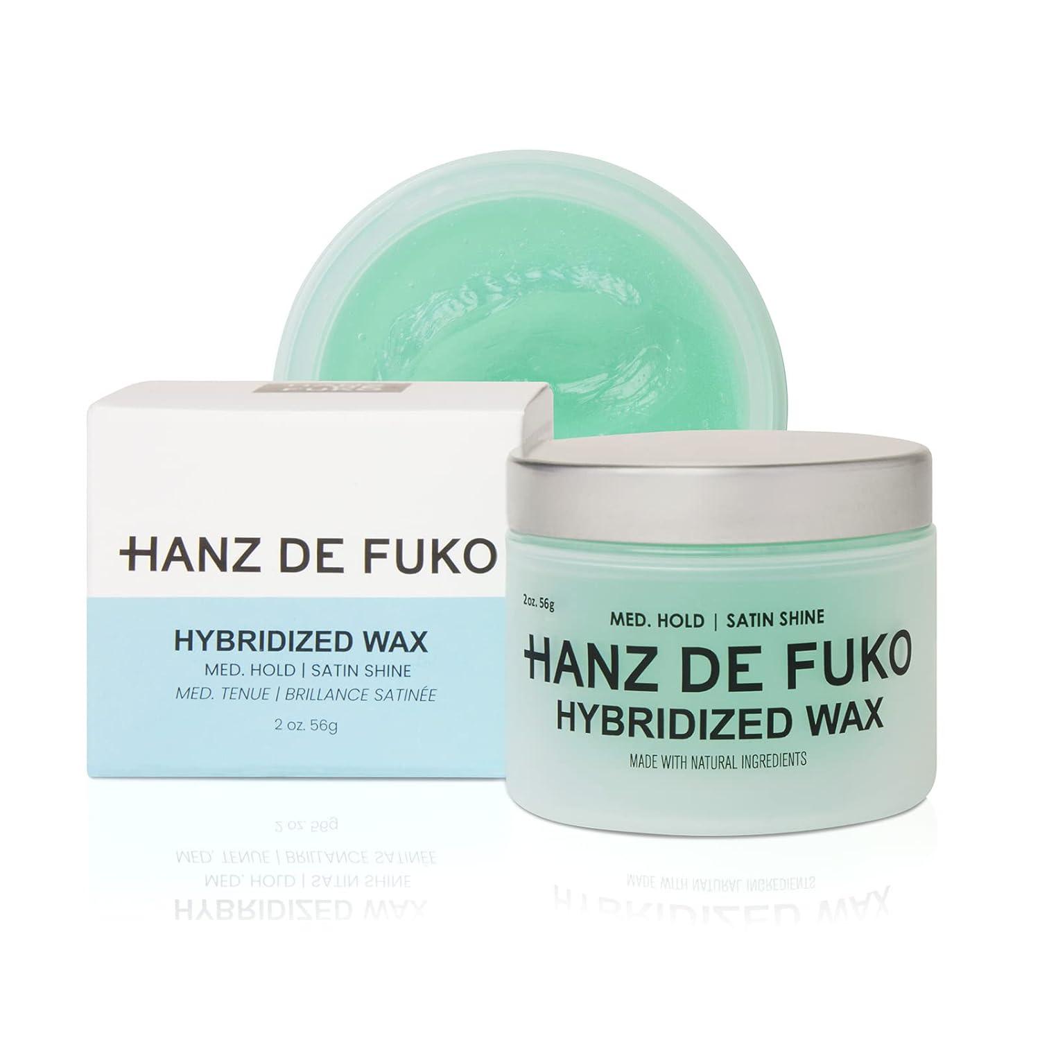 Hanz de Fuko Cera hibridada cera para peinar el cabello para hombre de primera calidad con sujeción media y acabado satinado, 2 onzas