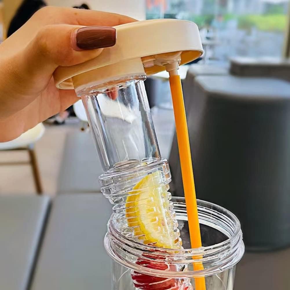 Botella de agua con infusor de frutas, botella de agua plegable de 30 onzas, botella de agua con pajilla, botellas de agua reutilizables sin BPA,