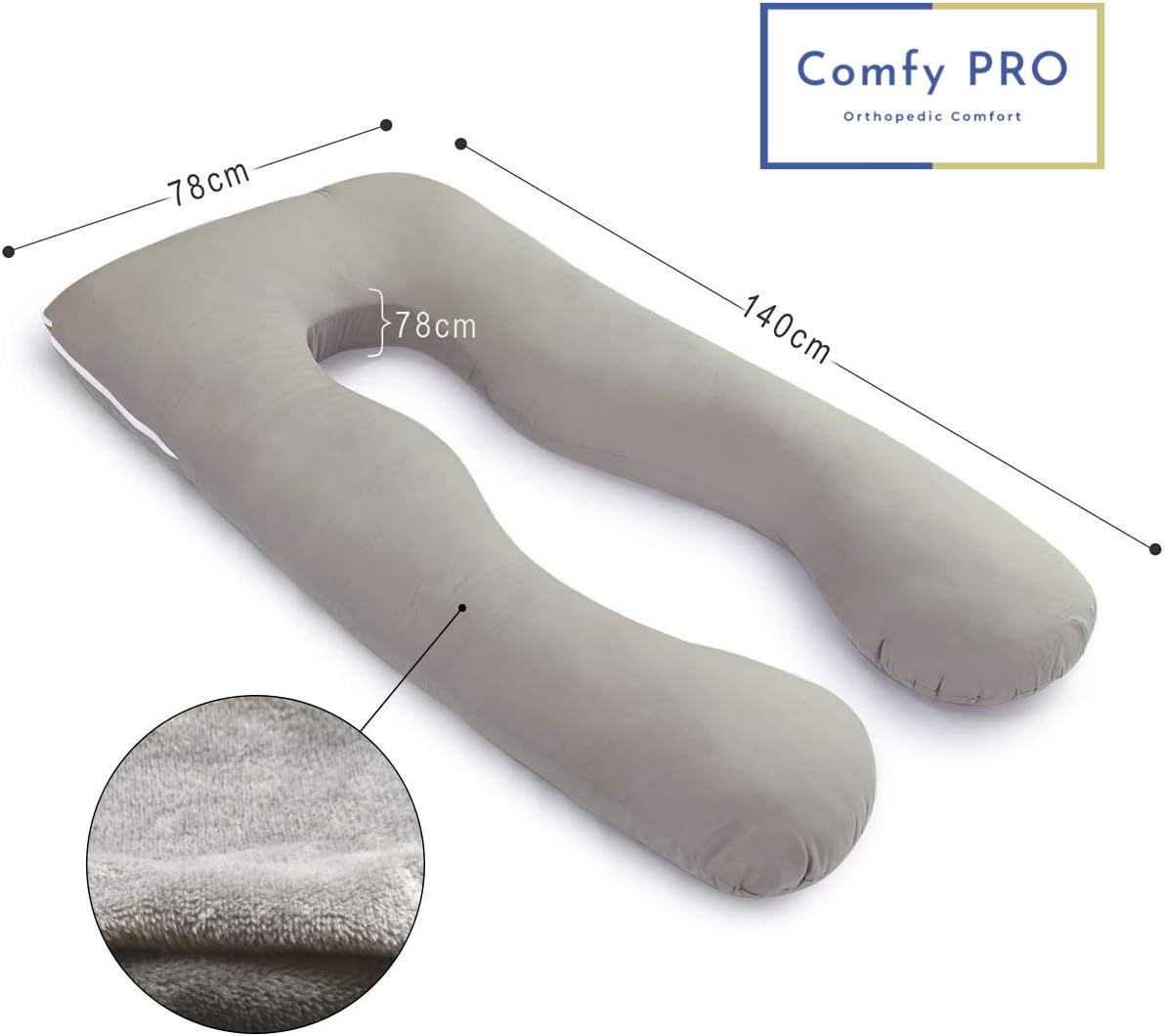 COMFYPRO Almohada de embarazo  Almohada de maternidad transpirable 100% poliéster con funda de terciopelo suave lavable con cremallera  Almohada de
