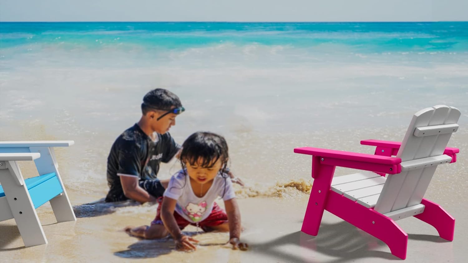 RESINTEAK – Silla Adirondack para niños, sillas de plástico para jugar en interiores y exteriores, juego cómodo para fogata, fogata, patio y