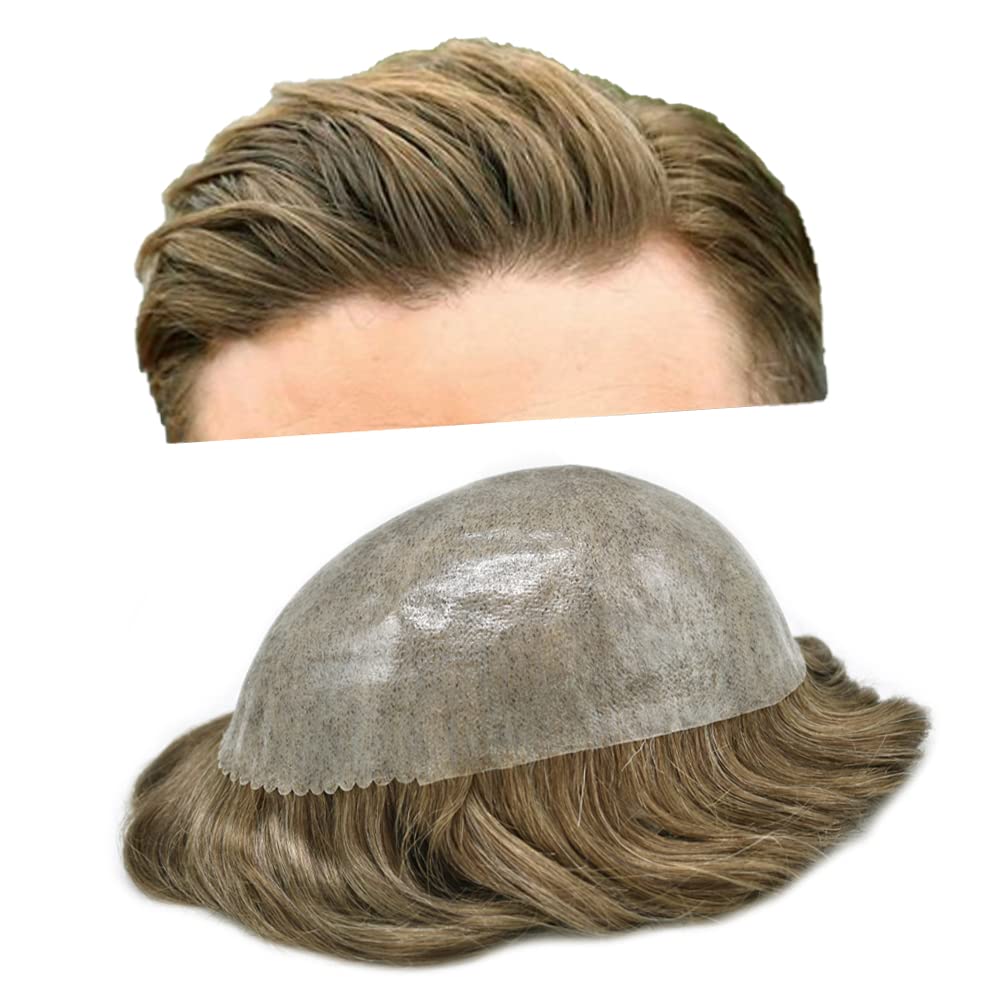 Toupee para hombres, pieza de cabello humano real, sistemas de reemplazo de cabello de polietileno completo para hombre, extensiones de pelo tipo