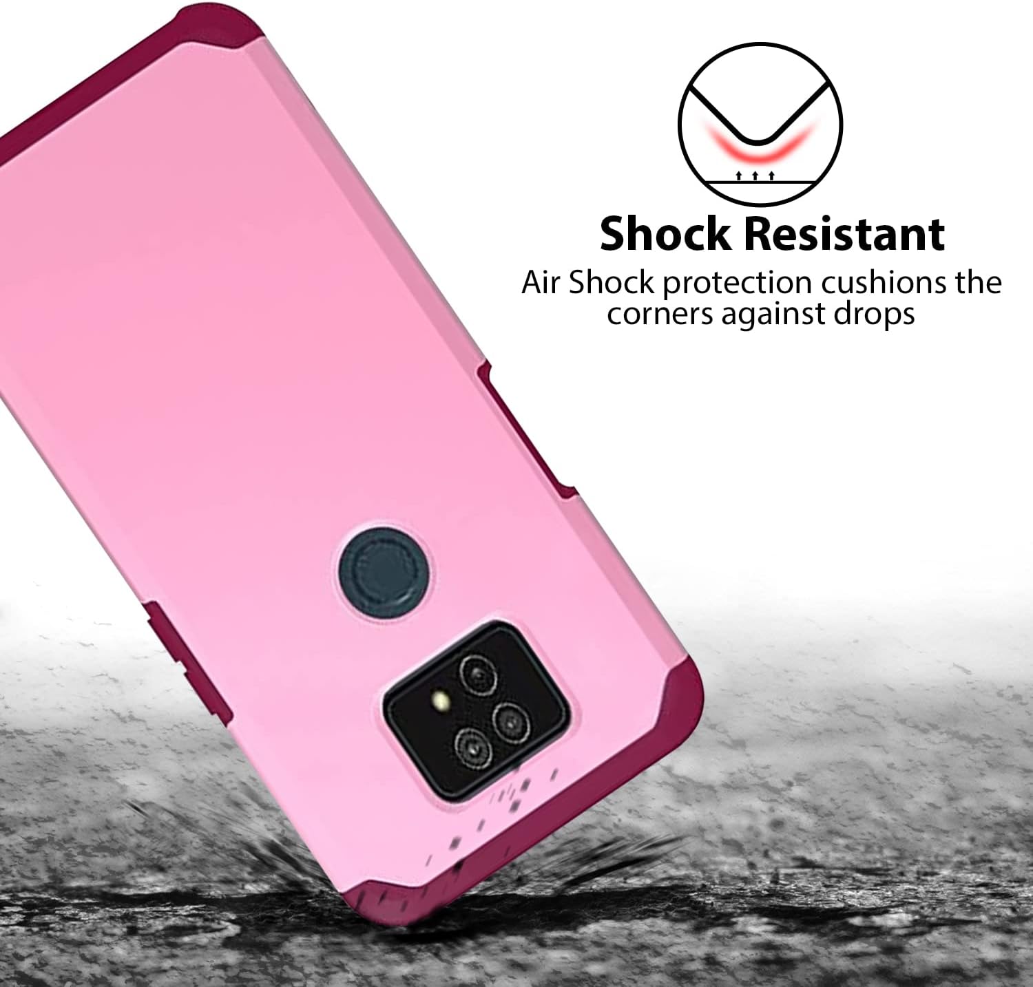 TJS Funda compatible con AT&T Maestro Max, funda Cricket Ovation 2 (2 versión), funda híbrida de doble capa a prueba de golpes, protección contra