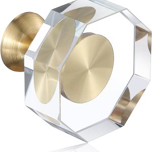 Paquete de 6 pomos de cristal blanco de calabaza de cristal de 1-14 pulgadas, pomos redondos de latón para cajones, tiradores de tocador, accesorios Paquete de 6 pomos de cristal blanco de calabaza de cristal de 1-14 pulgadas, pomos redondos de latón para cajones, tiradores de tocador, accesorios