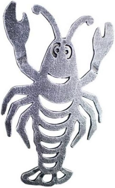 Salvamanteles de langosta de hierro fundido de plata antigua de 11 pulgadas – Decoración del mar – Vida costera