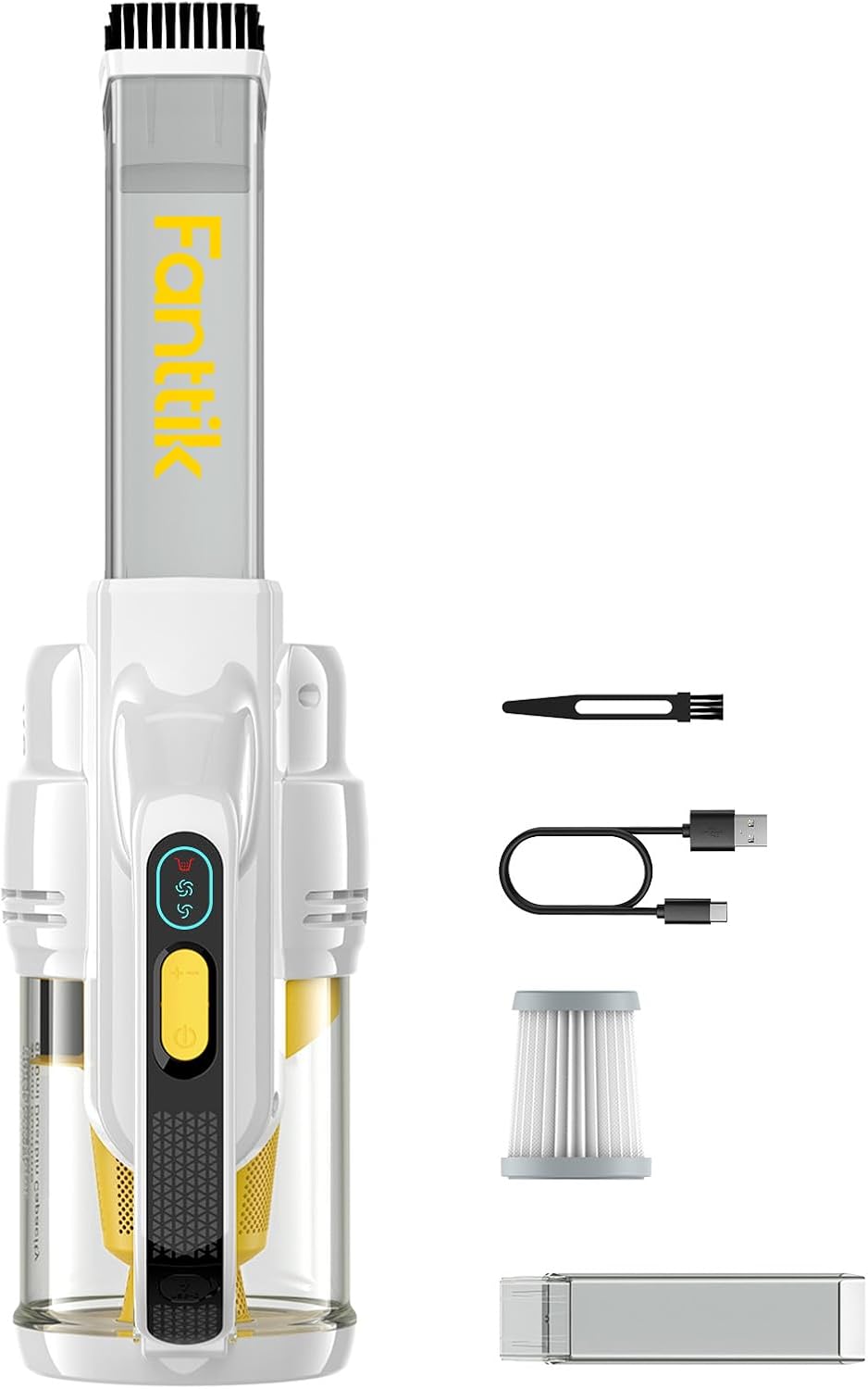 Fanttik Aspiradora de mano Cruise V9, aspiradora de coche de alta potencia de 15000 Pa, cubo de basura de 20.3 onzas, herramienta para grietas extra