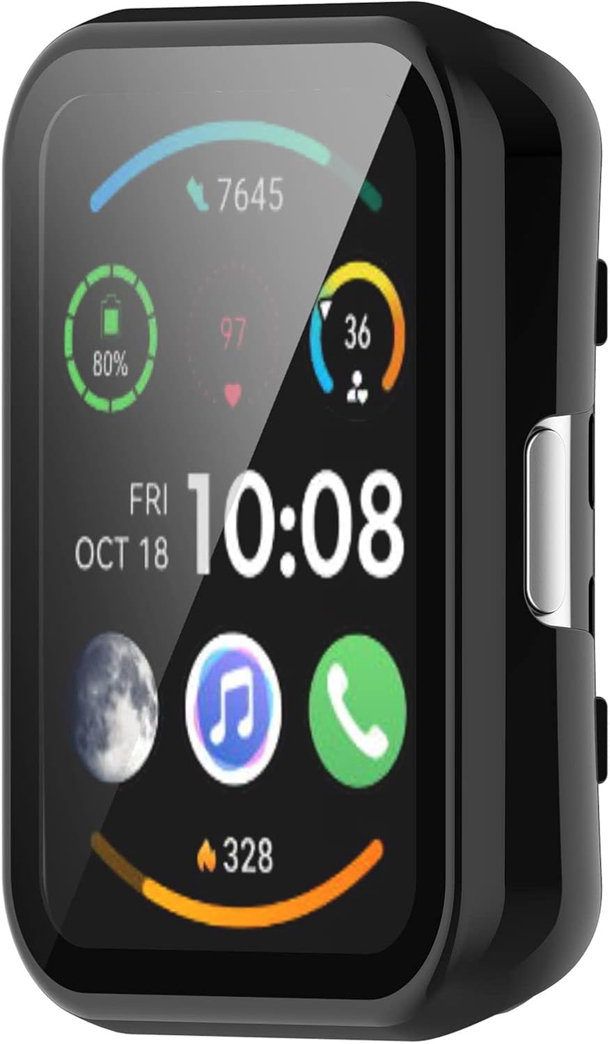Funda protectora compatible con Huawei Watch Fit 2, funda protectora de pantalla de PC con carcasa de vidrio templado HD para Huawei Watch Fit 2