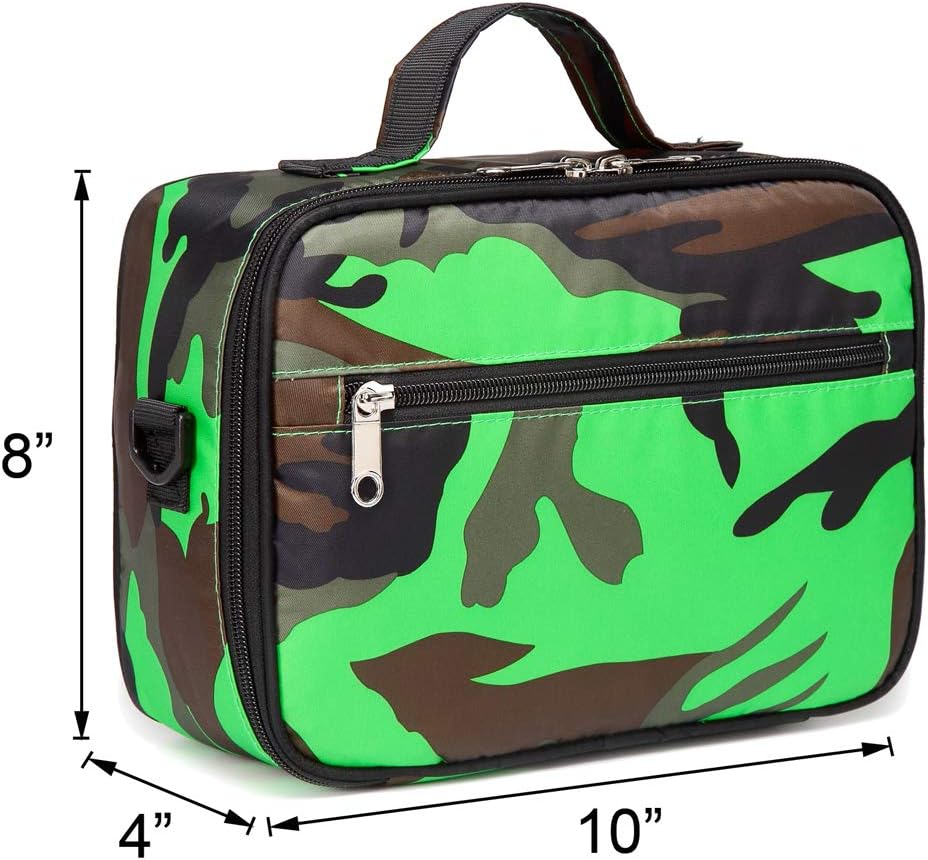 BLUEFAIRY Lonchera térmica para niños, lonchera para niños, para escuela primaria, jardín de infantes (verde camuflado)