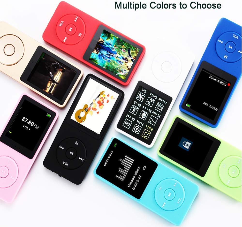 MP3 Player, Music Player with 16GB Micro SD Card, Build-in SpeakerPhotoVideo PlayFM RadioVoice RecorderE-Book Reader, Supports up to 128GB