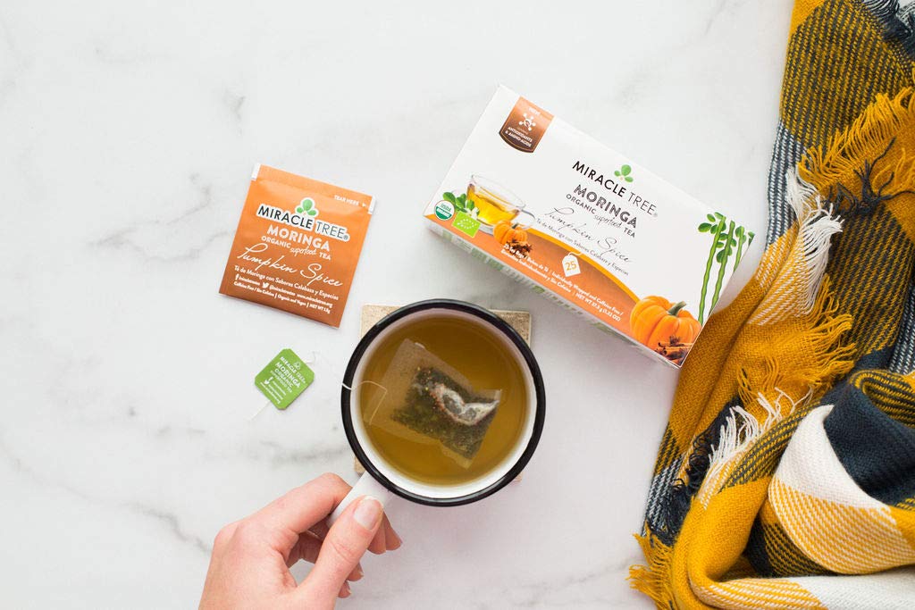 Miracle Tree – Té de moringa orgánico, superalimento, 25 sacos de té individuales sellados.