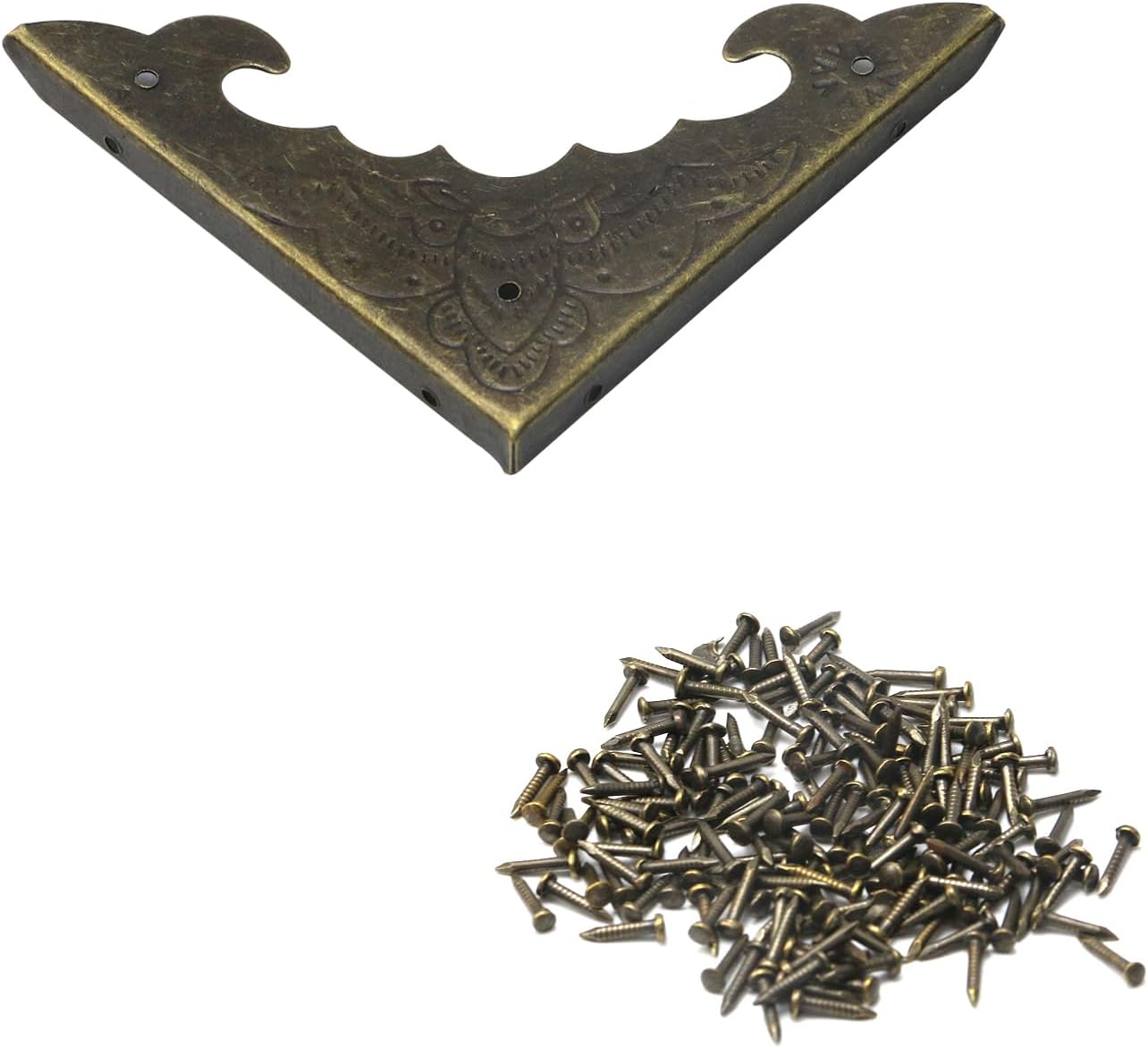 Mcredy – Protector de esquina para caja de metal, protectores de esquina decorativos con tornillos de montaje, soporte de esquina en tono bronce,