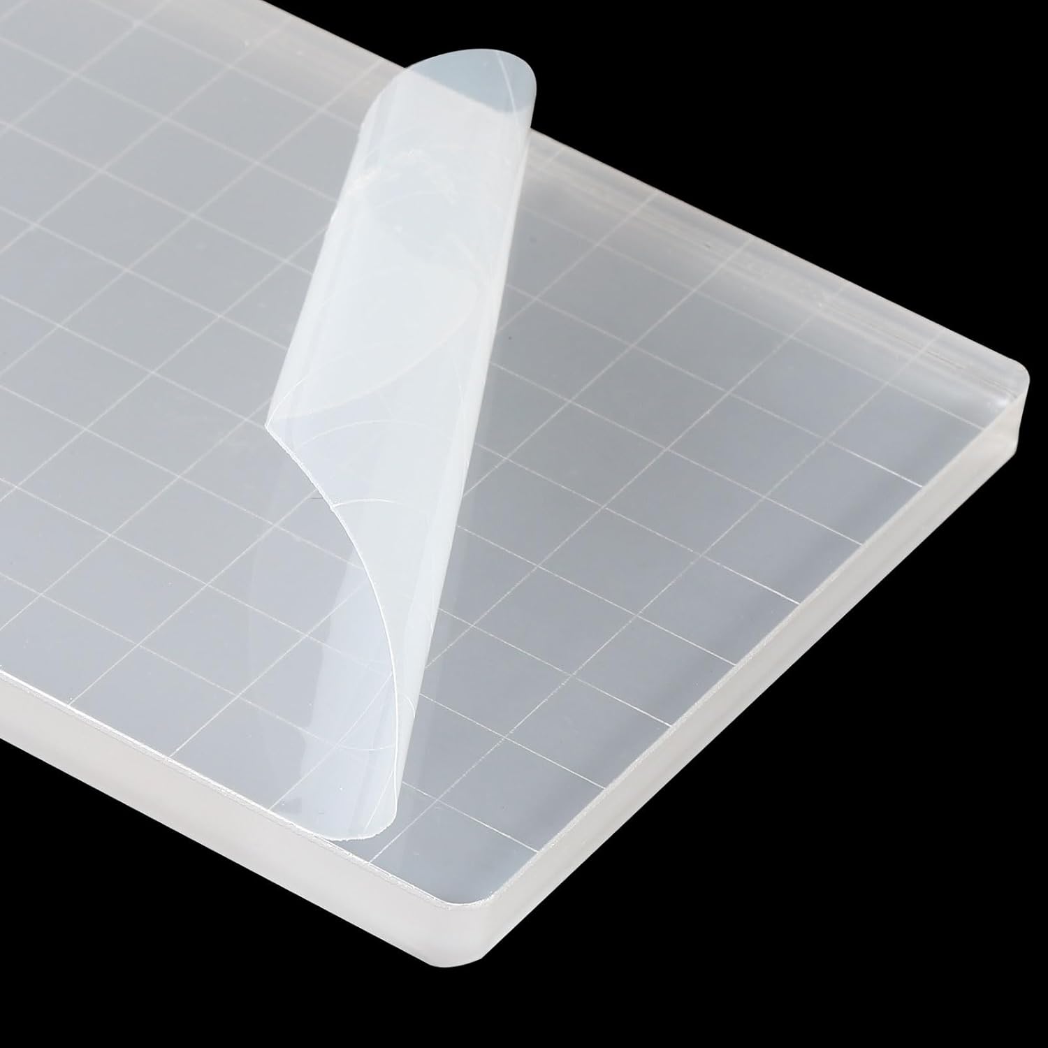 PATIKIL Bloque de sello acrílico de 5 x 3.5 pulgadas, bloque de estampado transparente con líneas de cuadrícula, bloques de montaje decorativos