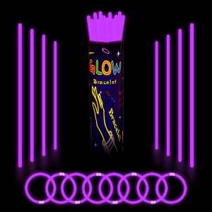 Pulsera de luz a granel de palitos brillantes morados, collares brillantes con conectores, 50 unidades de 8 pulgadas, 4 de julio, suministros de Pulsera de luz a granel de palitos brillantes morados, collares brillantes con conectores, 50 unidades de 8 pulgadas, 4 de julio, suministros de