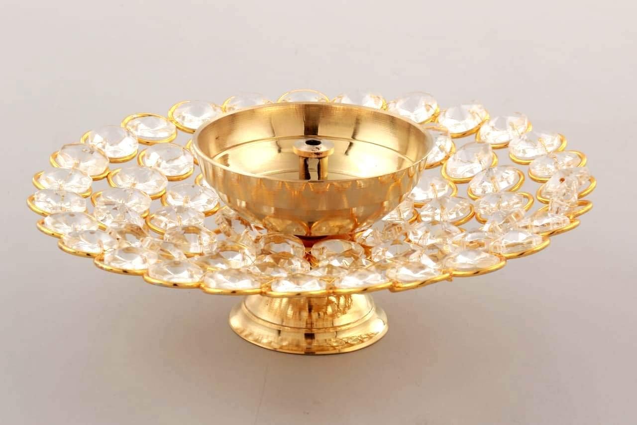 CraftVatika Akhand Diya Oil Puja – Lámpara decorativa redonda para el hogar, oficina, regalos, artículos decorativos (mediano)