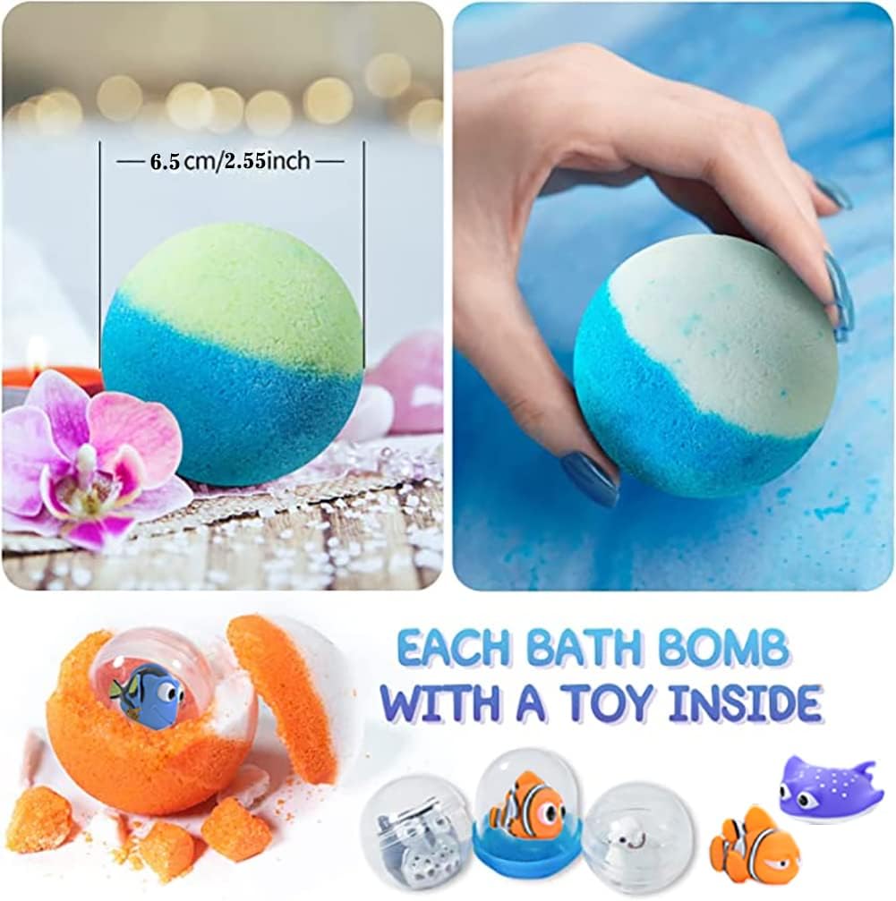 Set de regalo de bomba de baño con animales marinos en el interior, paquete de 24 bombas de baño orgánicas para niños, bolas gaseosas hechas a mano