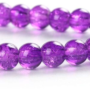 PEPPERLONELY 200 cuentas sueltas de vidrio agrietado redondo morado de 0.236in, (28 pulgadas) de diámetro PEPPERLONELY 200 cuentas sueltas de vidrio agrietado redondo morado de 0.236in, (28 pulgadas) de diámetro