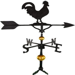 Veleta de lujo de 32 pulgadas con adorno de gallo negro satinado Veleta de lujo de 32 pulgadas con adorno de gallo negro satinado