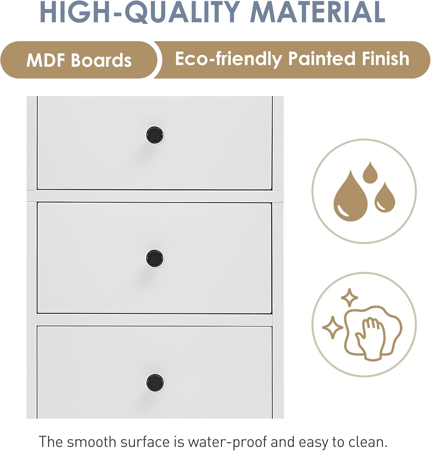 EPOFIT Armario de almacenamiento alto para baño con 4 estantes y cajón de almacenamiento, armarios de baño blancos independientes, gabinete estrecho