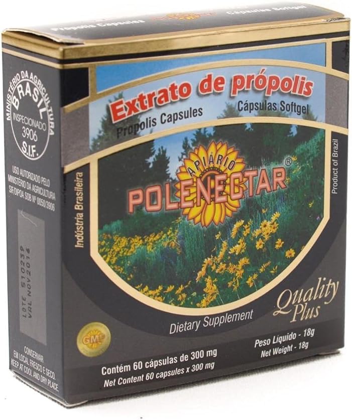 Paquete de 16 cápsulas blandas Polenectar Brazil Green Bee Propolis 60 cápsulas blandas de 300 mg – Nuevo embalaje a partir de 2015