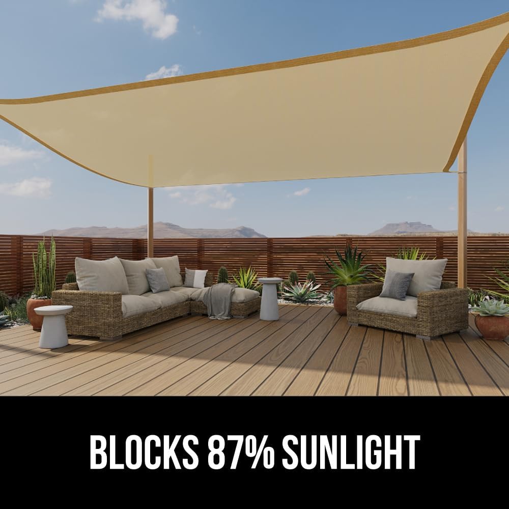 Gorilla Grip Parasol resistente, protección UV, resistente a la decoloración y al óxido, bloquea la luz solar, vela transpirable, fácil de instalar,
