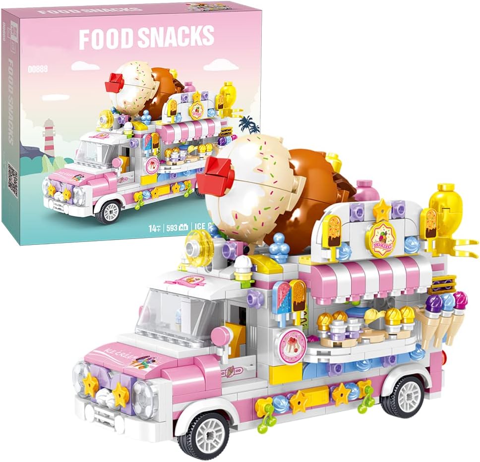 Juego de construcción de camiones de helado para niños de 8, 9, 10, 11 y 12 años, juegos de construcción de juguetes STEM para niñas, kits de