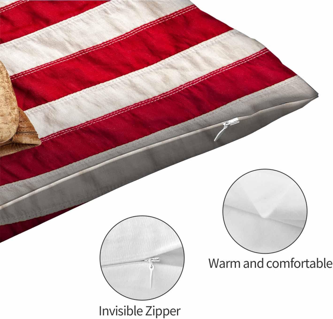 Funda de almohada de béisbol antiguo con bandera estadounidense de Estados Unidos, funda de almohada decorativa para sofá, cama, vida para niñas y