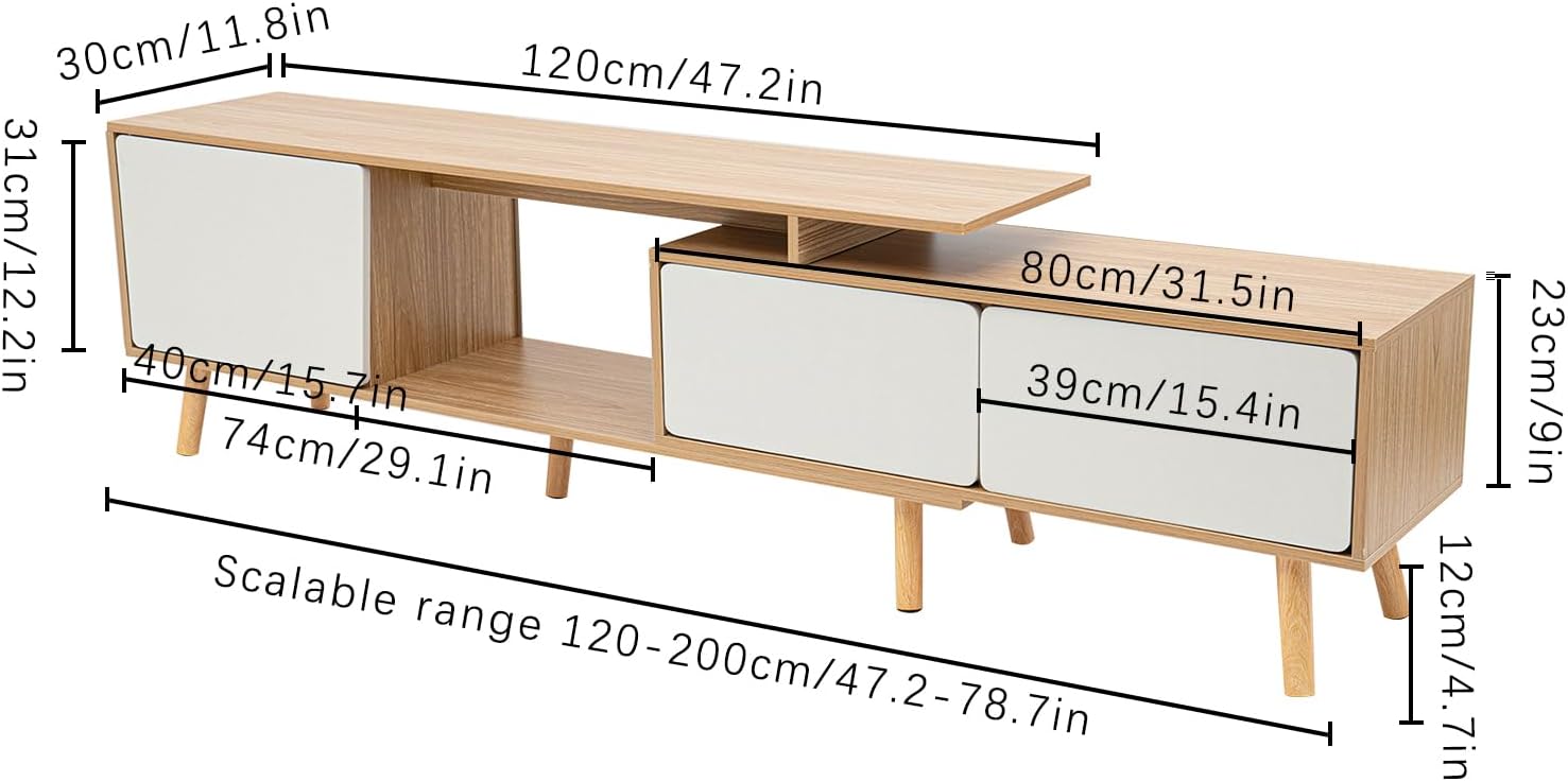 Gdrasuya10 Soporte de TV de 47.2 pulgadas, moderno mueble de TV de estilo rural, consola de TV de perfil bajo, estante ajustable de mediados de
