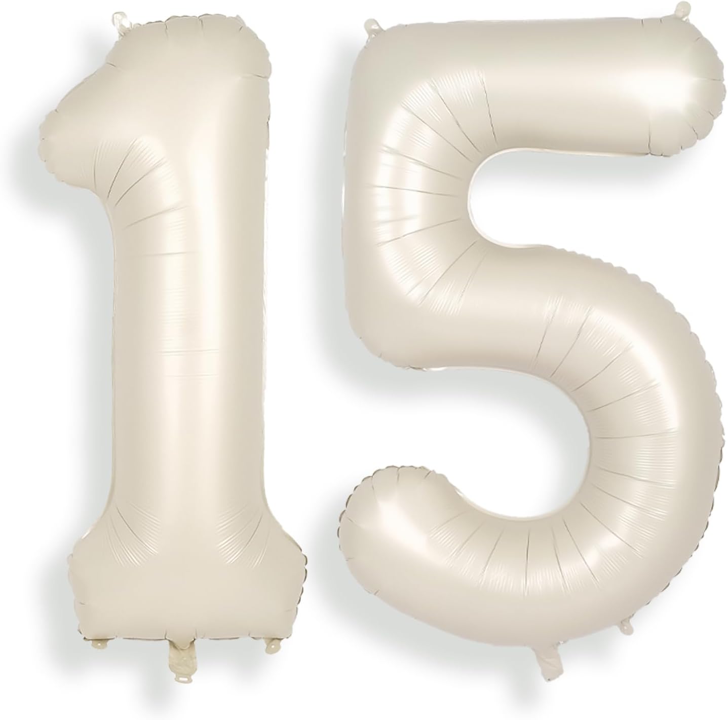 SUWEN Globos grandes de 40 pulgadas color blanco crema con el número 15, globos de helio de aluminio grandes del 0 al 9, decoraciones de fiesta de