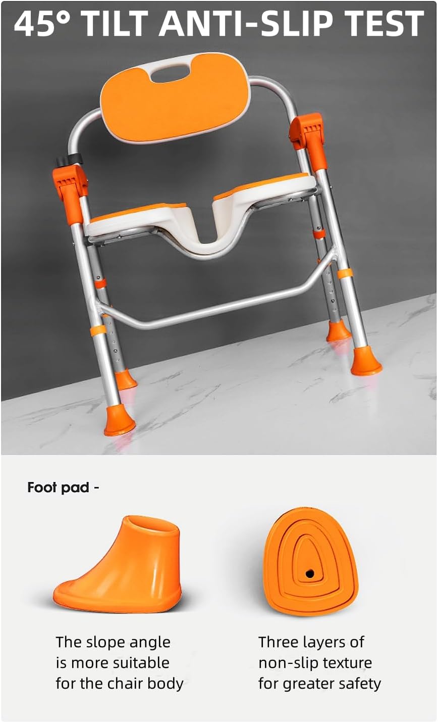 Silla de ducha para ducha interior, silla de ducha plegable para ancianos y discapacitados, asiento de ducha para adultos, silla de baño portátil de