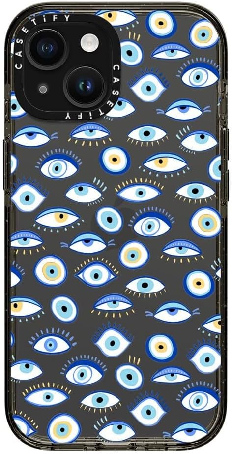 CASETiFY Impact – Funda para iPhone 15 4 veces probada contra caídas de grado militar, protección contra caídas de 8.2 pies  Estampado de ojos  azul
