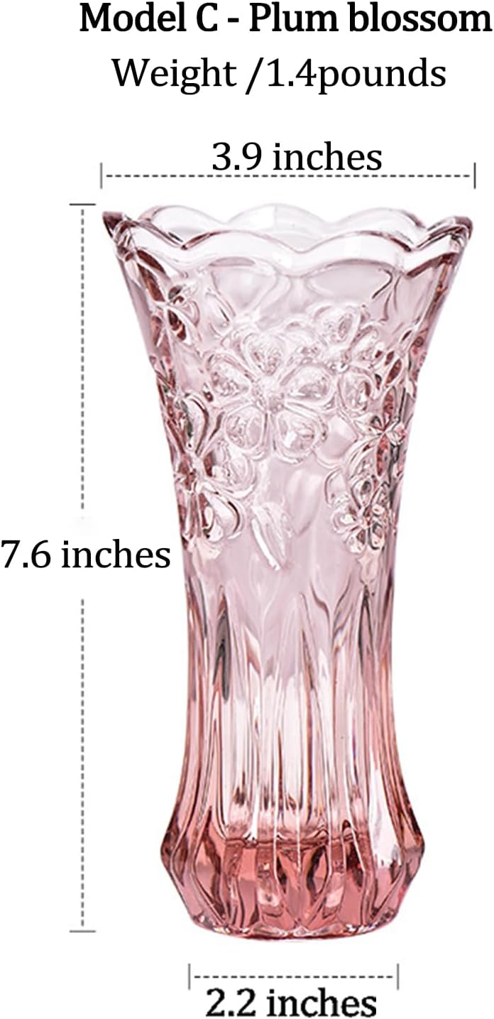 Florero de cristal transparente, diseño grueso para decoración del hogar, centros de mesa, boda, regalo de madres, 7.6 pulgadas de alto