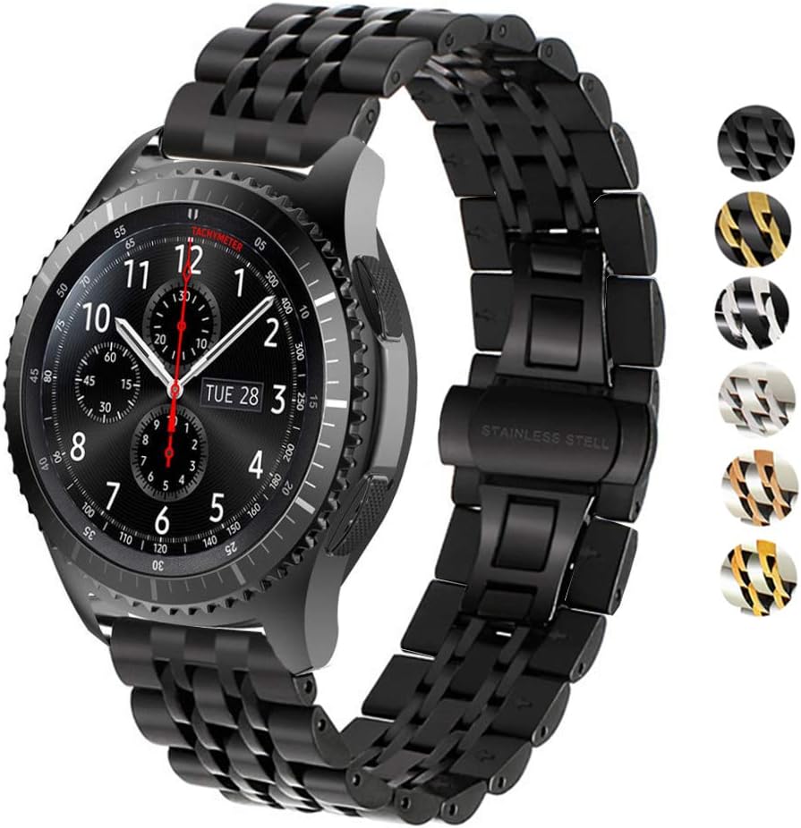 Correa compatible con Galaxy Watch de 1.81 pulgadas  Galaxy 3 de 1.77 pulgadas, 0.87 pulgadas, correa de repuesto de metal de acero inoxidable