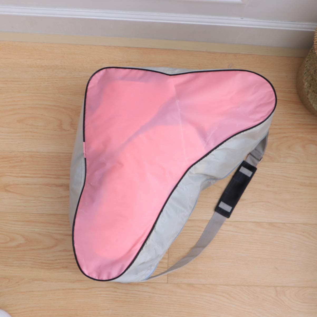 LIOOBO Bolsa unisex para patinaje sobre hielo, bolsa de tela de malla, bolsa de hombro triangular para patines en línea, color rosa