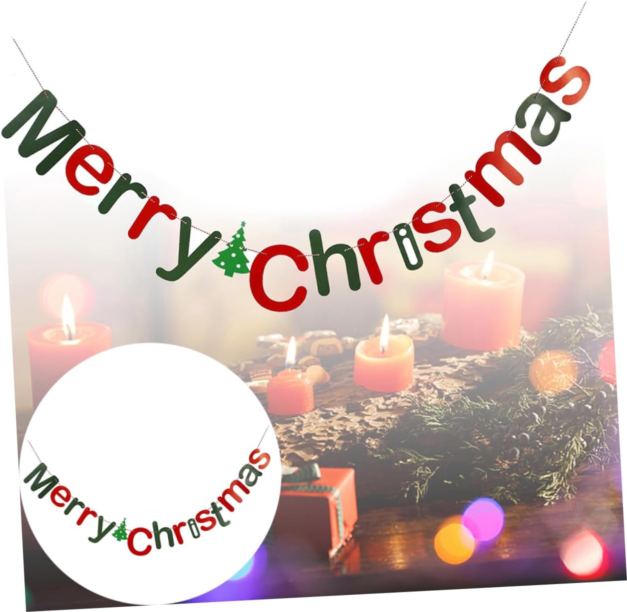 jojofuny 2 unidades de 3 banderines de Navidad Bandera de Navidad Bandera colgante de Navidad Cartel de fieltro de Navidad Cartel de Feliz Navidad