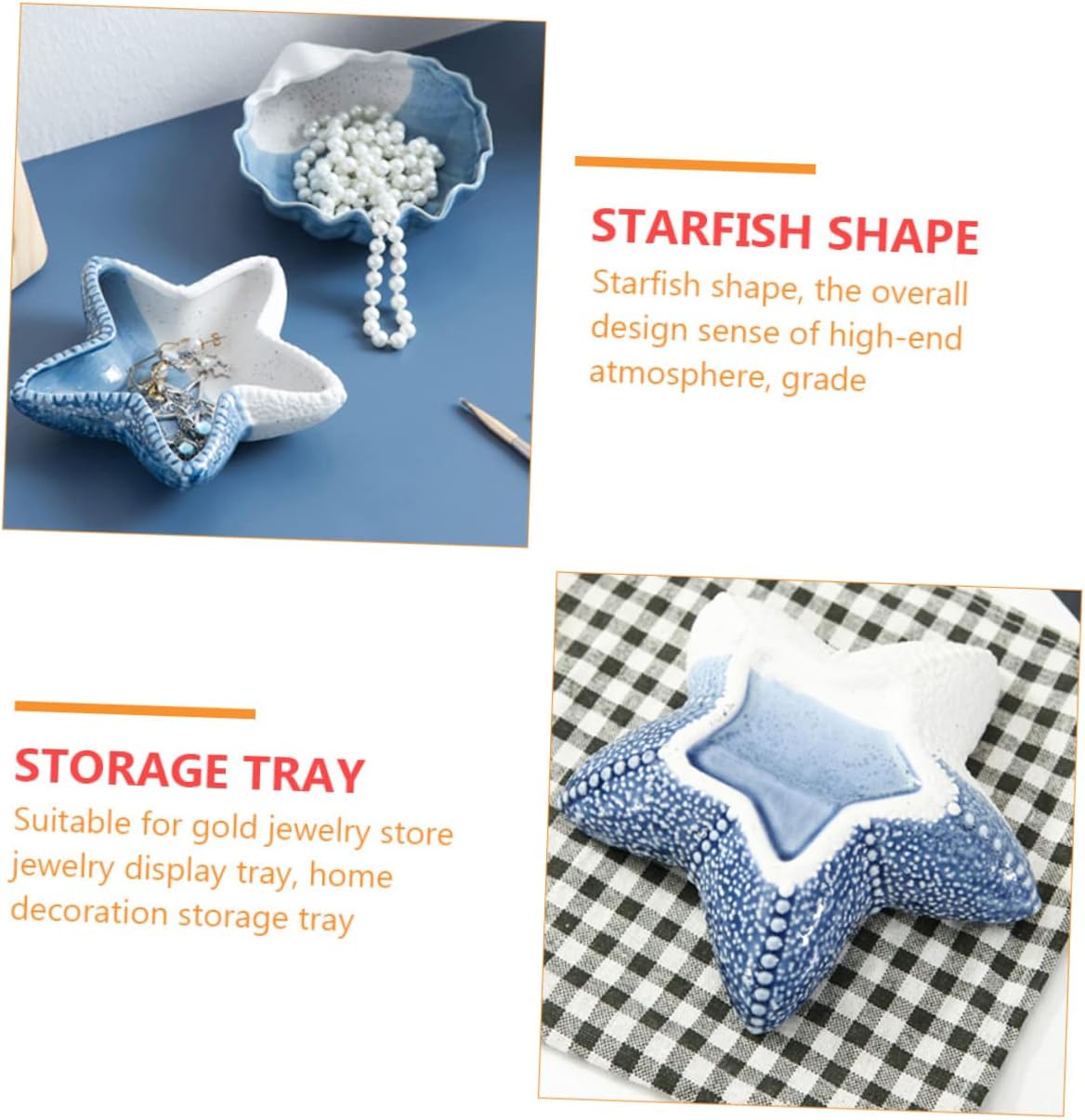 Bandeja de almacenamiento de estrellas de mar, bandejas desechables para alimentos, bandeja para caramelos, bandeja decorativa para aparador, placa