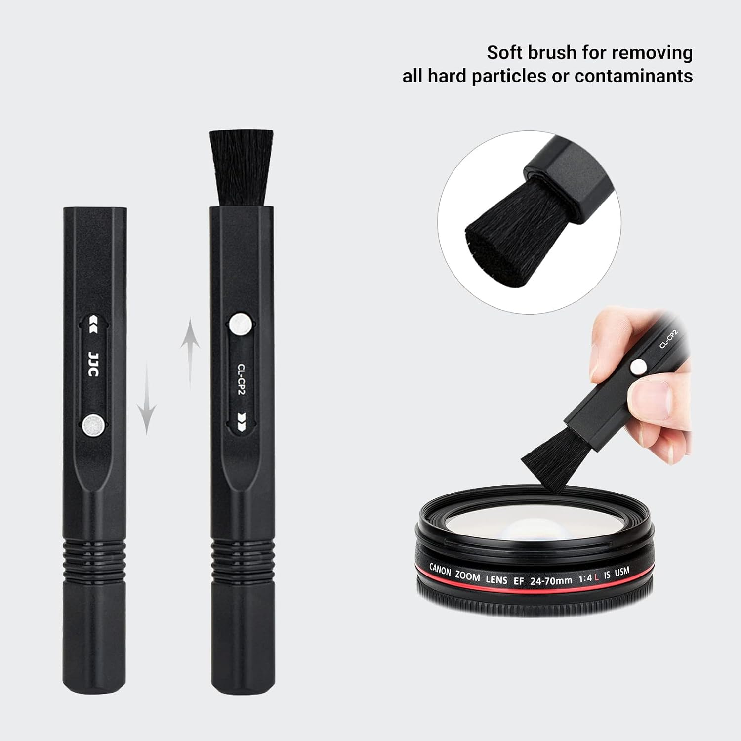 Lápiz de limpieza de lentes compacto, cepillo limpiador de lentes para filtros de cámara, videocámaras, prismáticos, teclados, auriculares VR y más